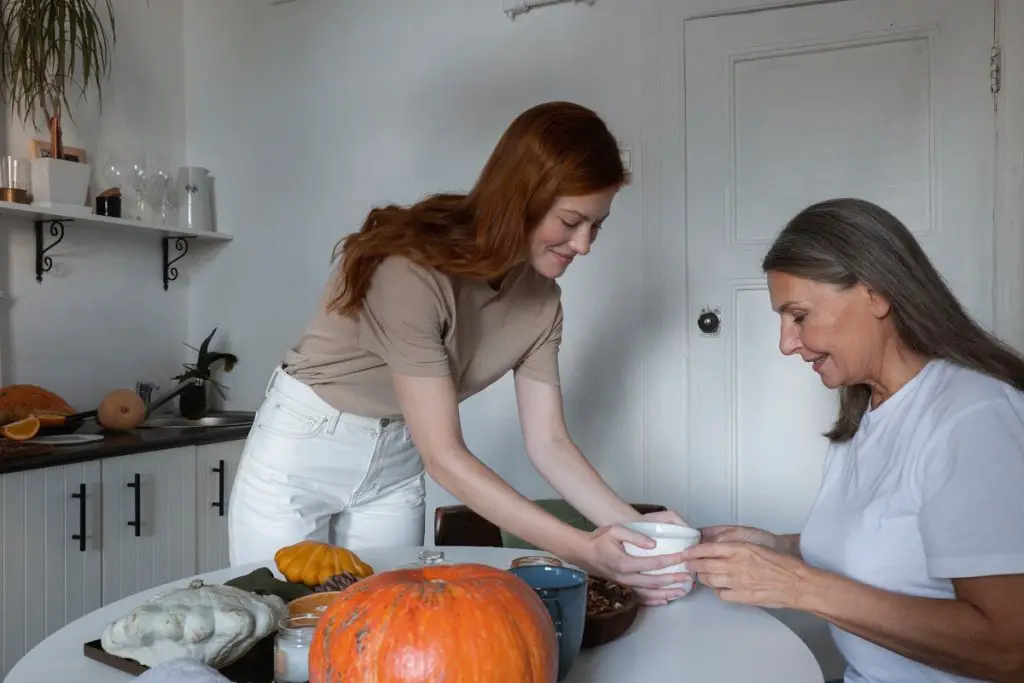 woman serving food