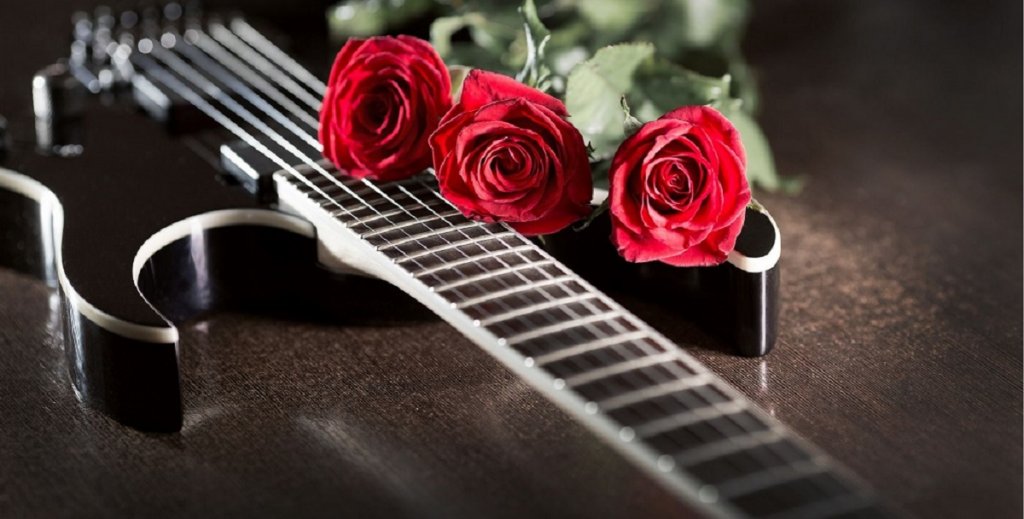 Electric guitar with rose