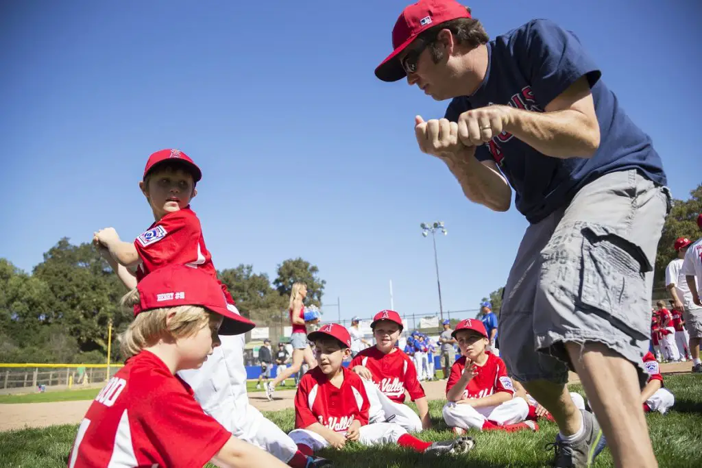 Son with tee-ball team