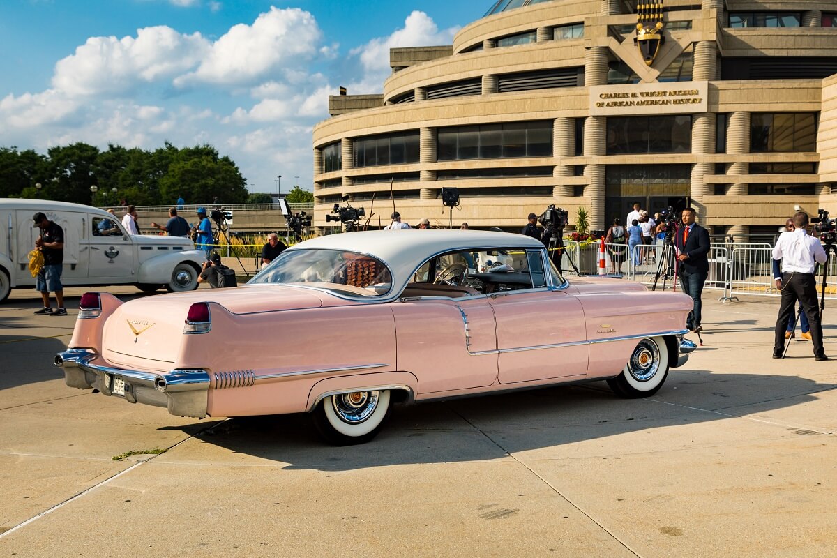Pink Cadillac at Aretha Franklin funeral