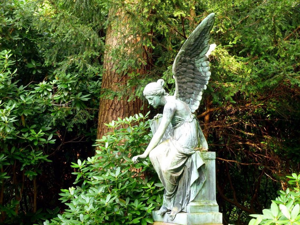 Angel on cemetery monument