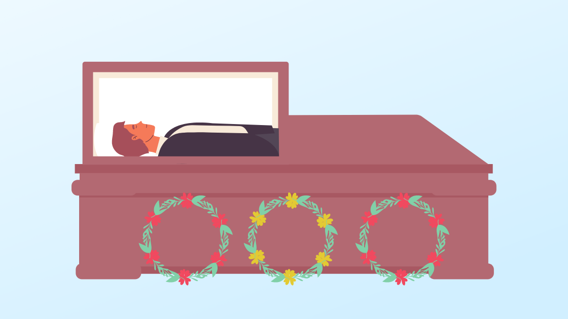 Why do we cover the legs in a casket